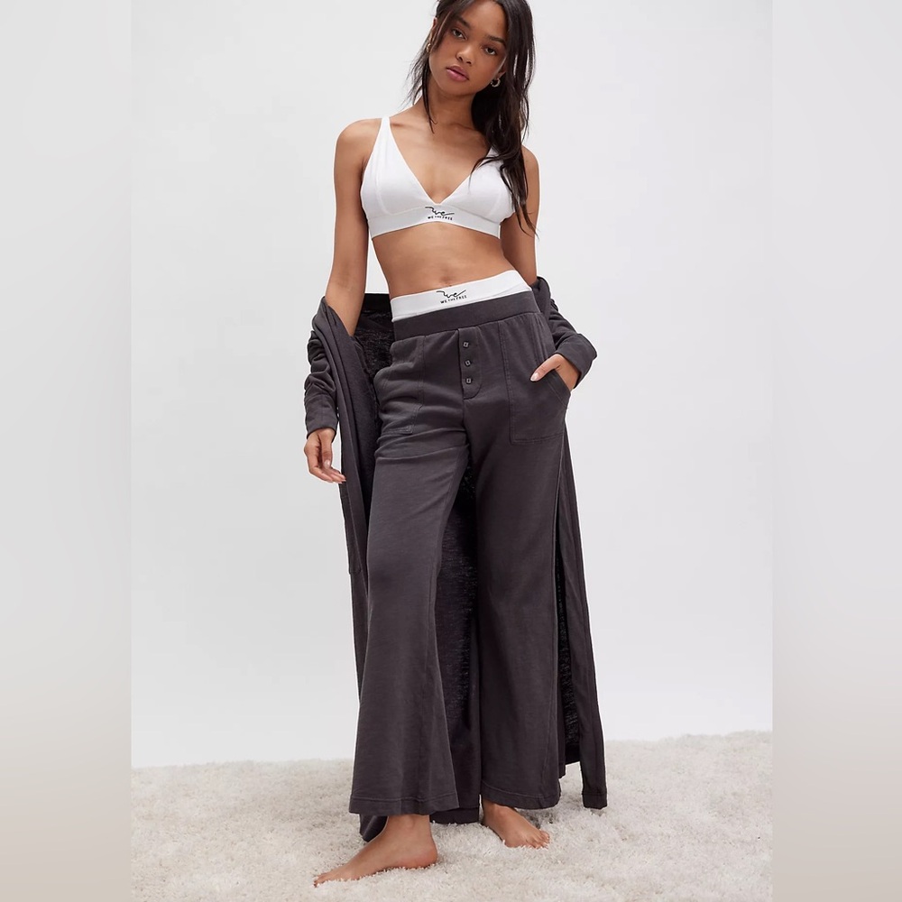 Free People Intimately Babe I’m Yours Slim Flares Washed Black Pants NWT